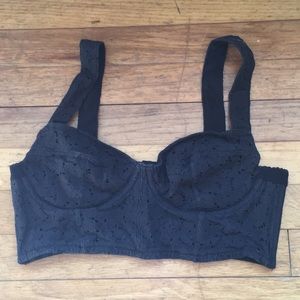 Black Victoria’s Secret Pink Lace Cropped Bra